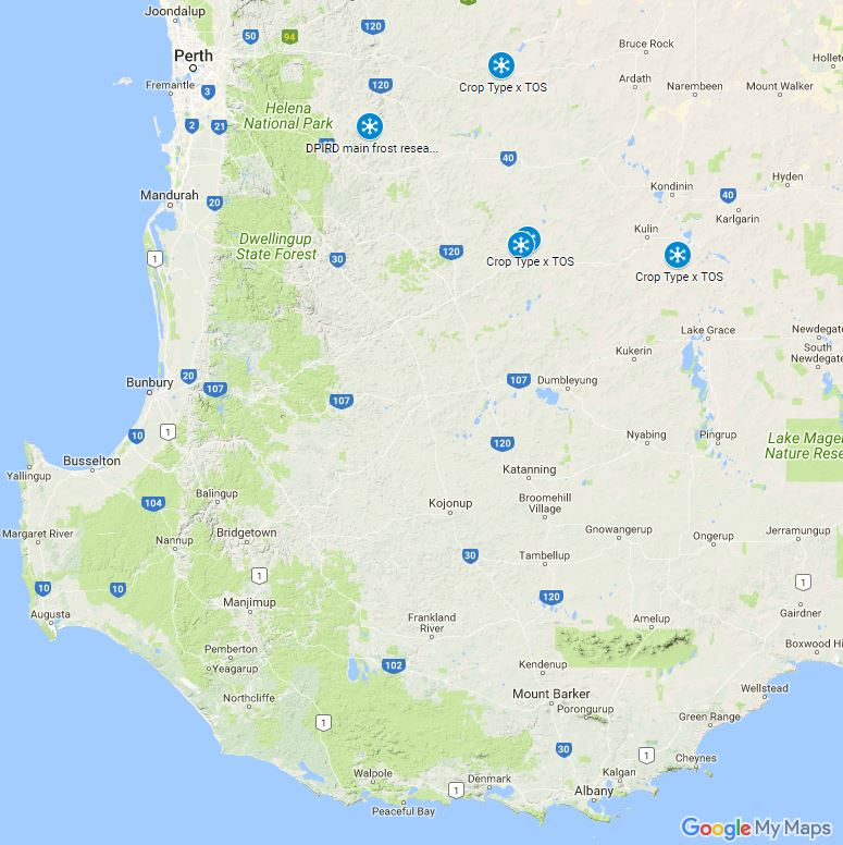 2018 Frost trial sites