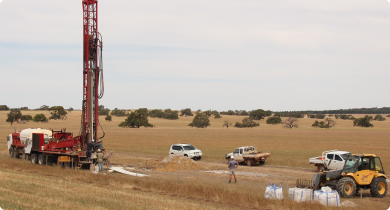 Drilling in the upper region of the Capitela Valley near New Norcia