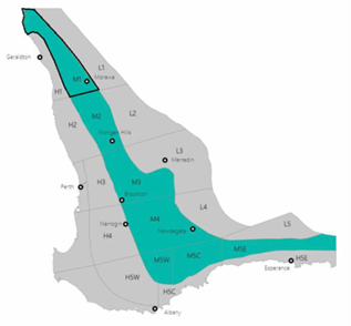 Figure 9 – West Australian agro-ecological zones (Planfarm Benchmarks 2019). Geraldton medium rainfall region.