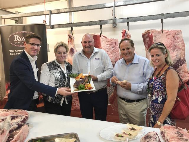 DPIRD Executive Director Liam O'Connell (left), Regional Development; and Agriculture and Food Minister Alannah MacTiernan, Ryan’s Meats director Greg Ryan), Member for Bunbury Don Punch and South West Development Commission CEO Rebecca Ball.