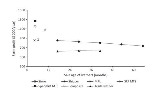 Figure 1. Whole-farm profit for each flock structure in this analysis