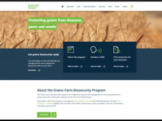 Screenshot of the Grains Farm Biosecurity website