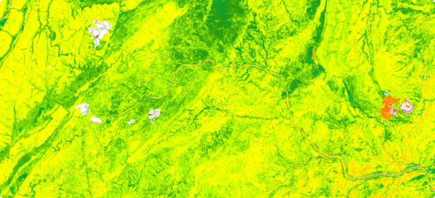 Screen capture of an NDVI image from the PRS application