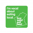 Buy West Eat Best logo with tag line ' I'm vocal about eating local'.