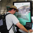 This year at Dowerin, the department display will include a walk-through on-farm food safety trail. Pictured is a visitor to Dowerin in 2013 completing the on-farm food safety quiz.